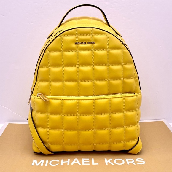 Michael Kors Vibrant Yellow Quilted Backpack - Picture 1 of 14